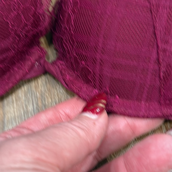 Victoria’s Secret Burgundy Sexy Plaid Lace Push Up Bra (Size: 34A) - Picture 6 of 13